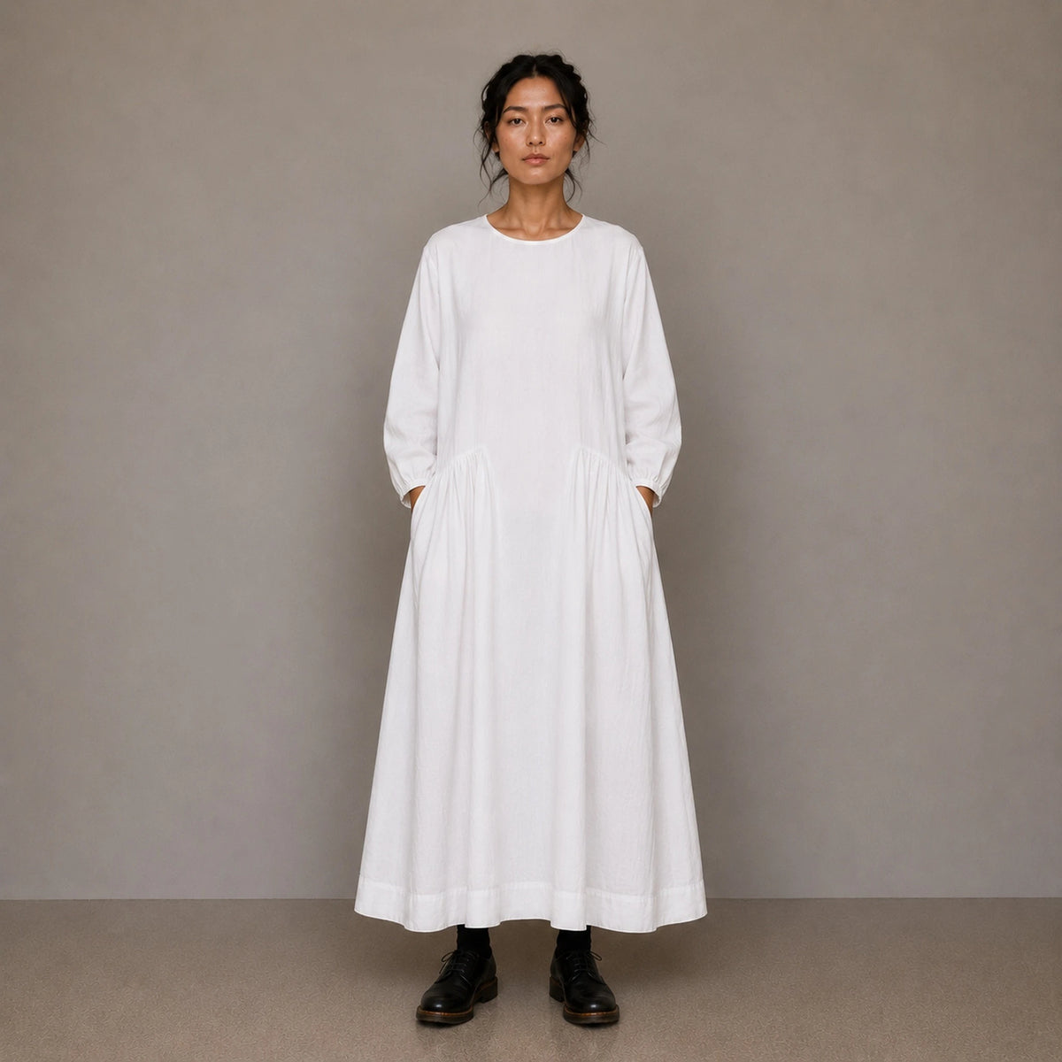 LINEN SEISOEN DRESS MILK
