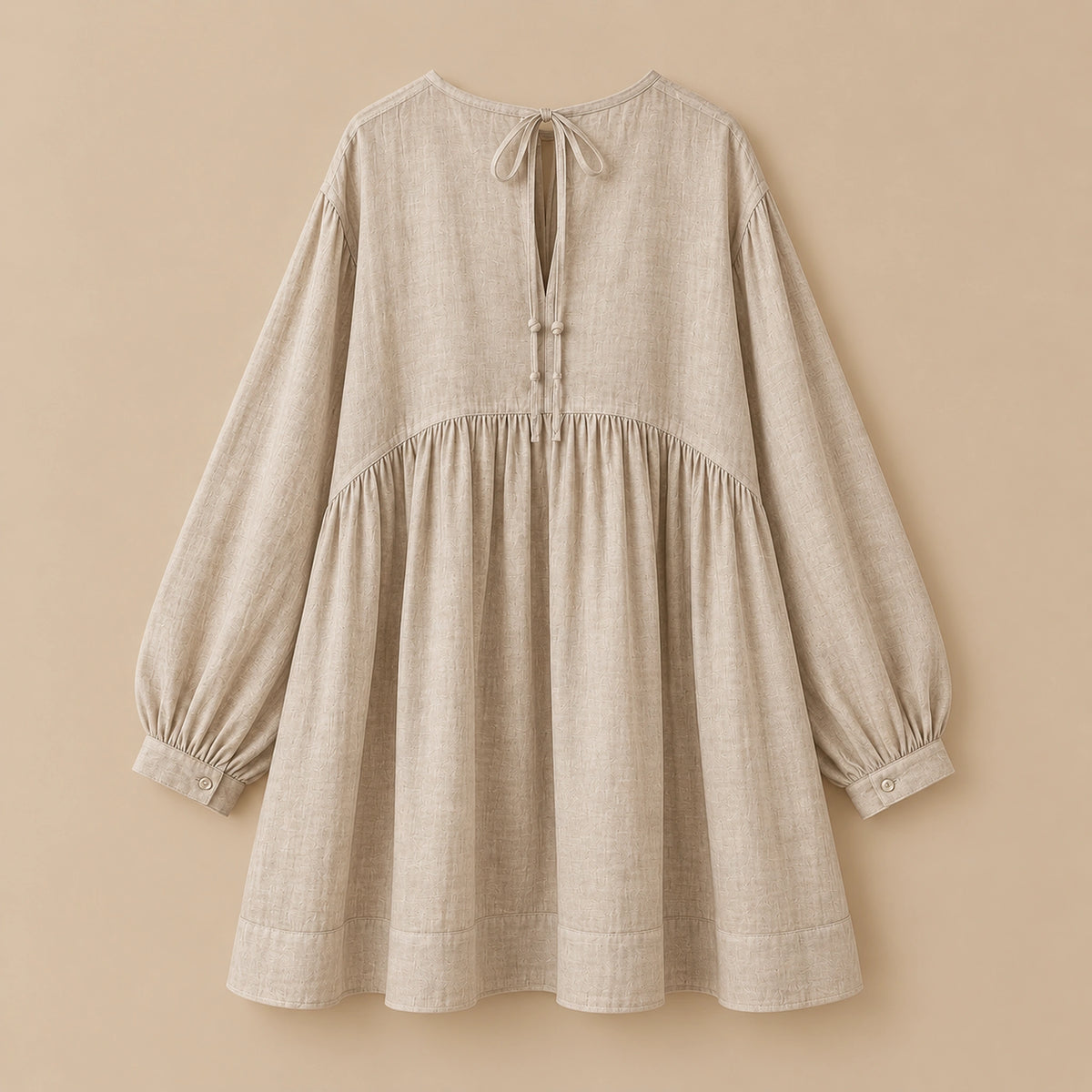 LINEN SOMERLUS DRESS OATMEAL