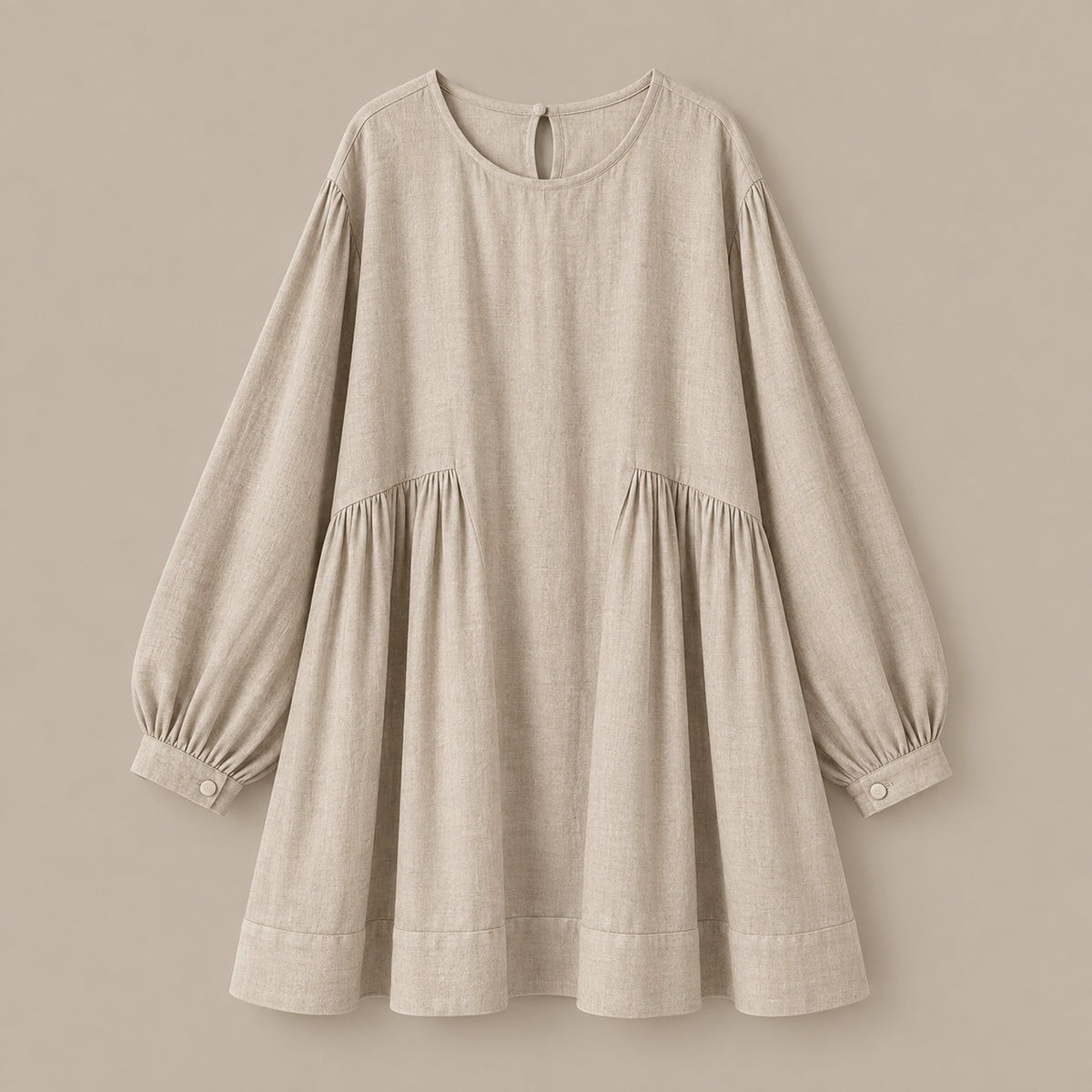 LINEN SOMERLUS DRESS OATMEAL