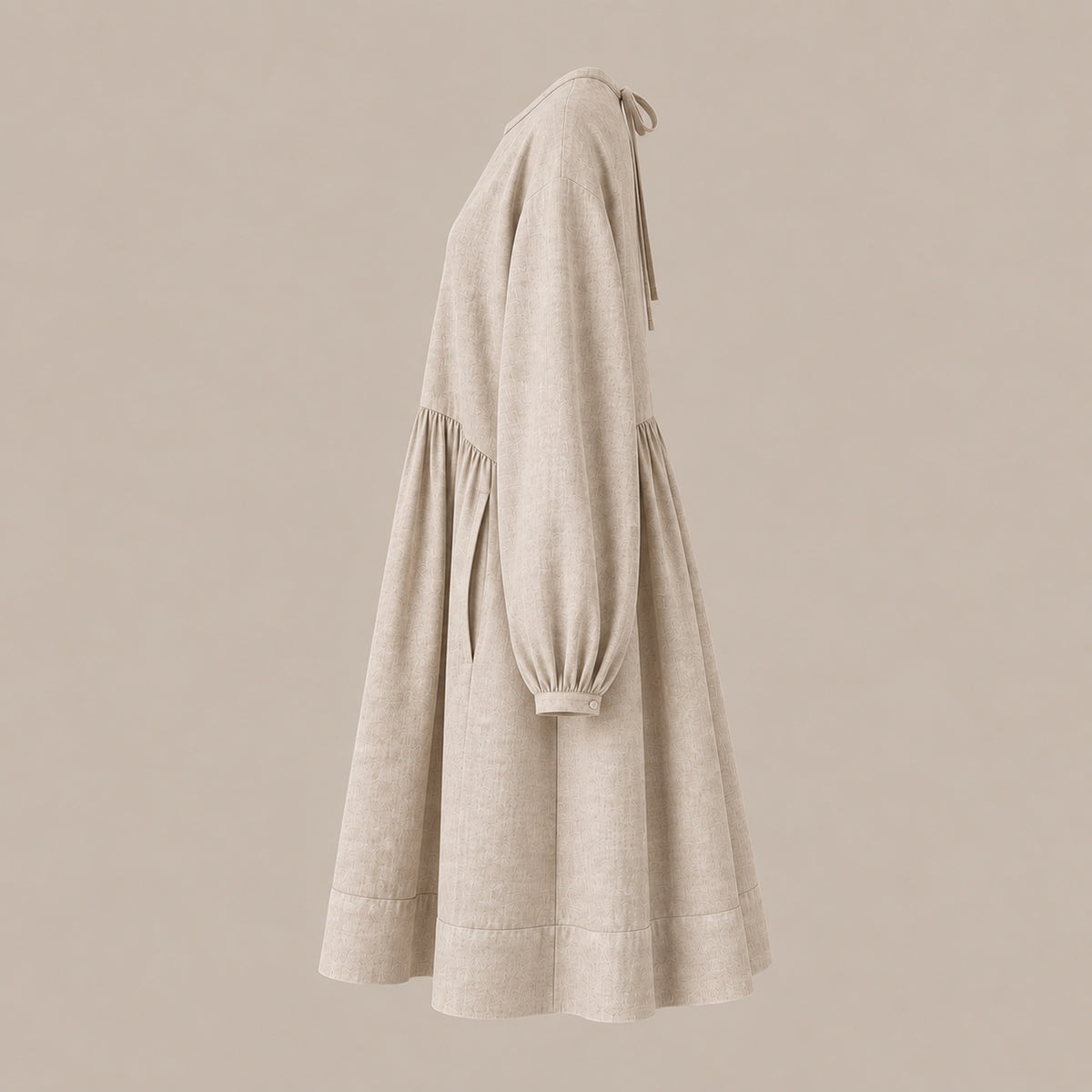LINEN SOMERLUS DRESS OATMEAL