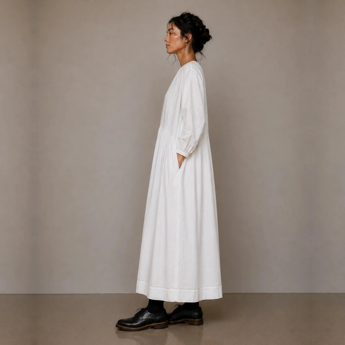 LINEN SEISOEN DRESS MILK