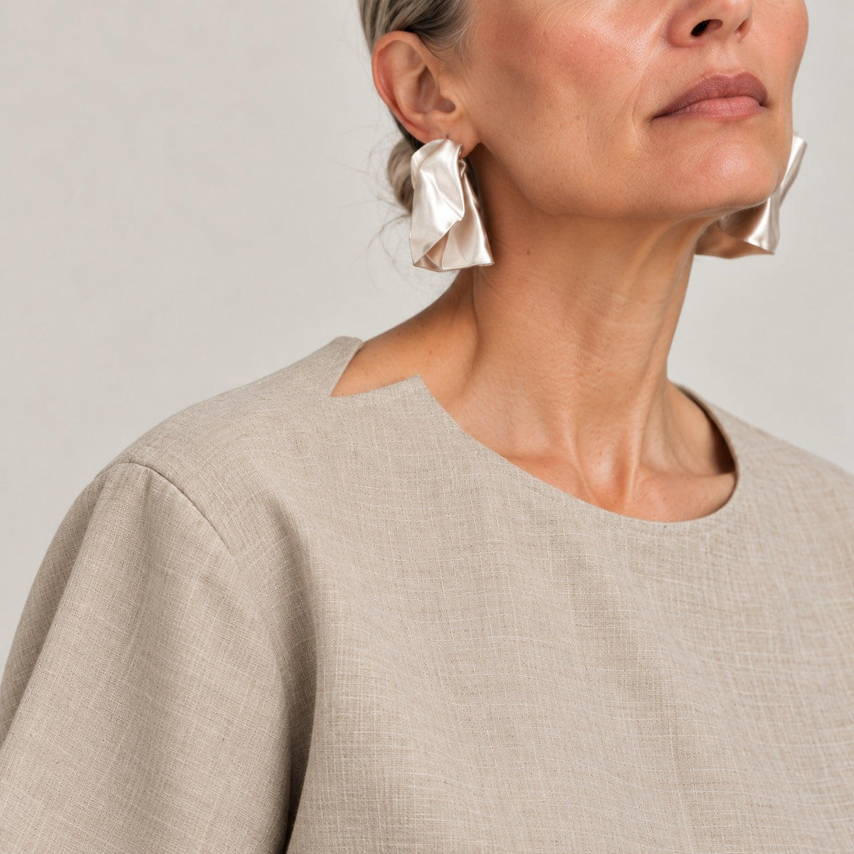 LINEN NIA TOP OATMEAL