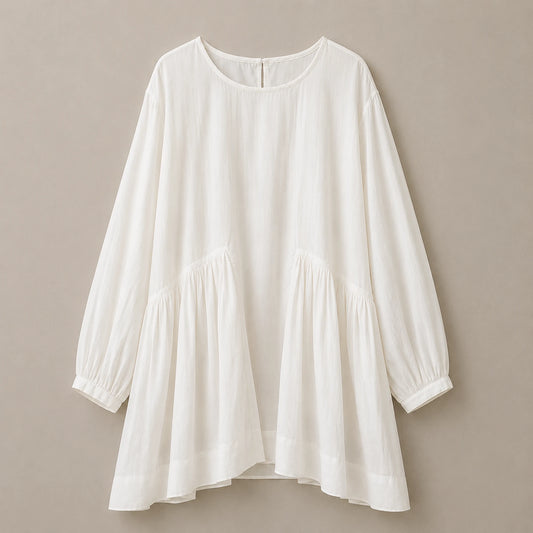 LINEN SOMERLUS DRESS IN MILK